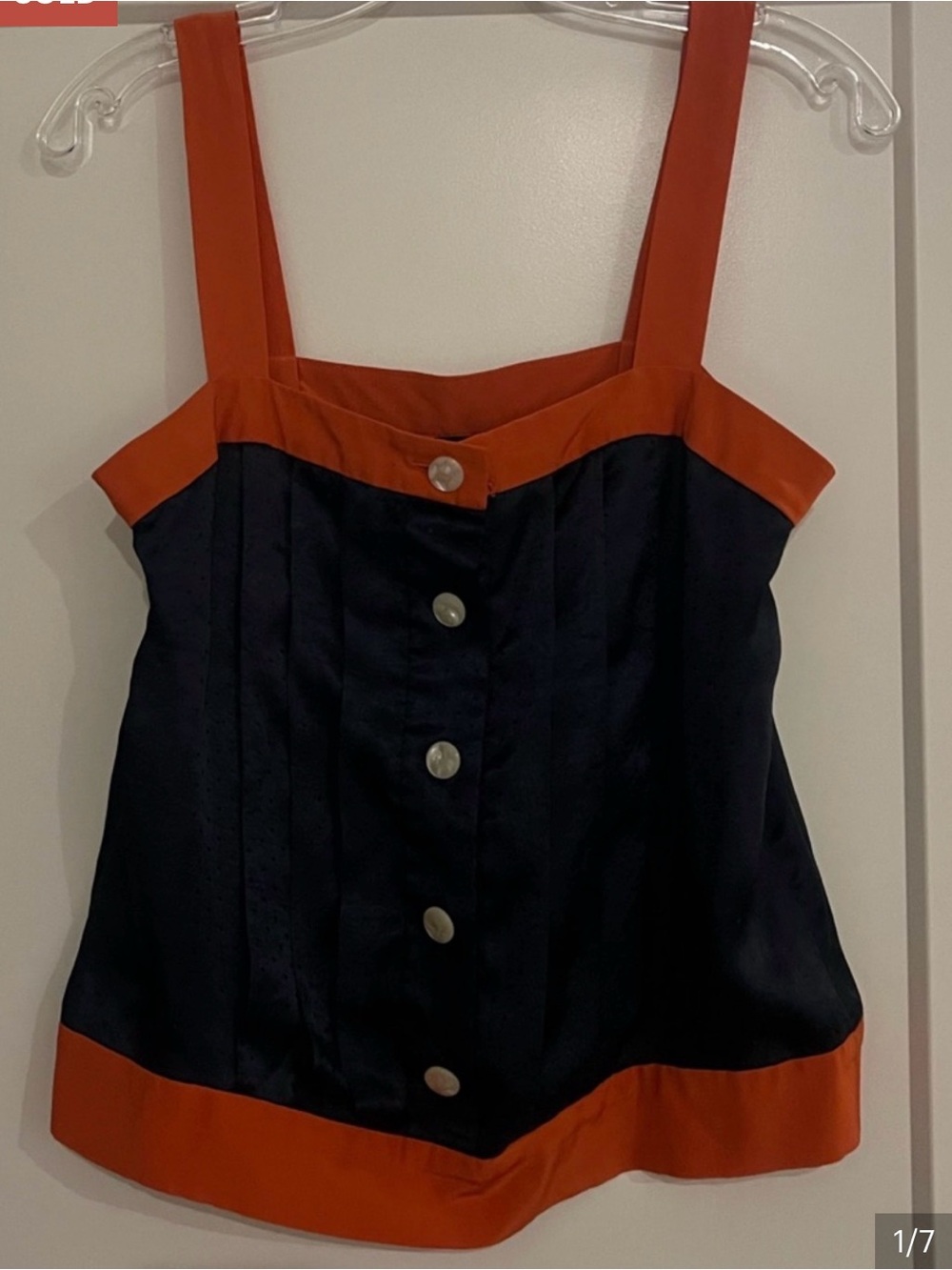 Marc Jacobs Black Silk Tank with Rust Trim